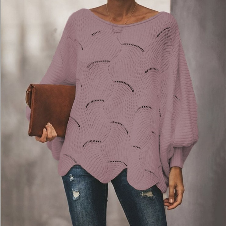 Oversized Women’s Knit Sweater - Loose Crochet, Cotton - Tophatter Daily Deals