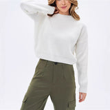 Oversized Cozy Womens Knit Sweater - Relaxed Fit, Ribbed White - Tophatter Daily Deals