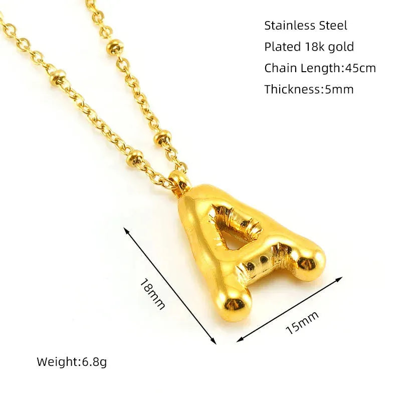 Bubble™ Letter Pendant Necklace Gold A With Chain Necklaces - Tophatter Daily Deals