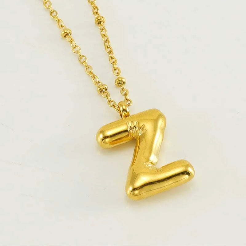 Bubble™ Letter Pendant Necklace Gold Z With Chain Necklaces - Tophatter Daily Deals