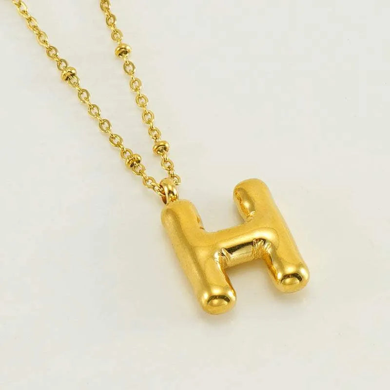 Bubble™ Letter Pendant Necklace Gold H With Chain Necklaces - Tophatter Daily Deals