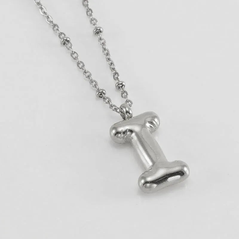 Bubble™ Letter Pendant Necklace Steel Color I With Chain Necklaces - Tophatter Daily Deals