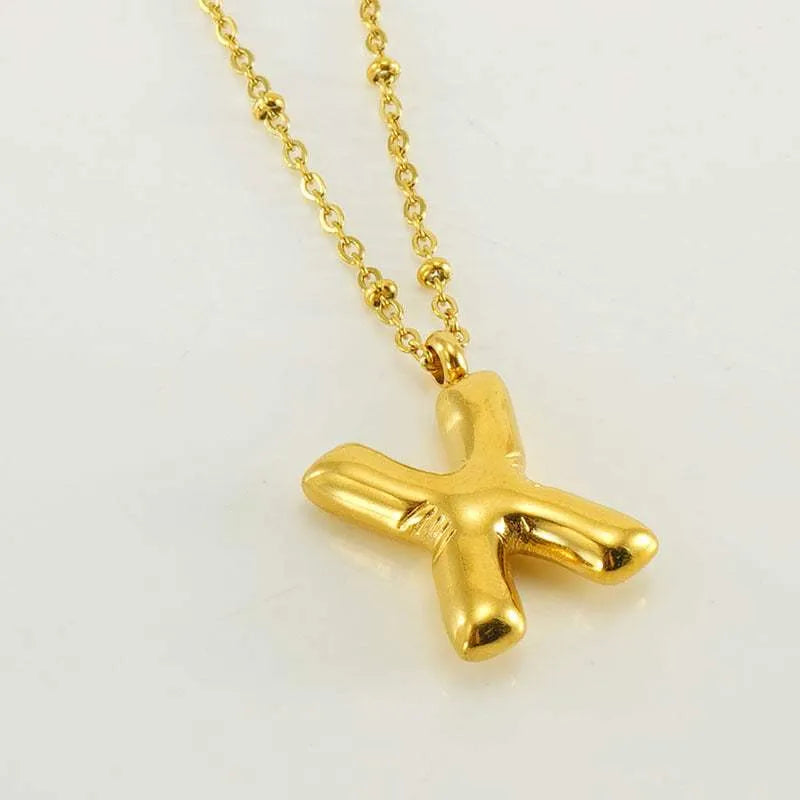 Bubble™ Letter Pendant Necklace Gold X With Chain Necklaces - Tophatter Daily Deals