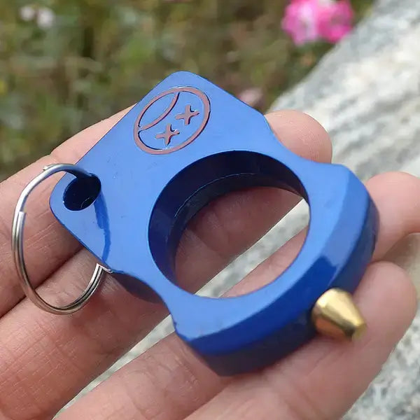 Knuckle duster Smiley Single Finger Spiked brass knuckles Self Defense Real-GS134 blue Pocket Knives - Tophatter Daily Deals