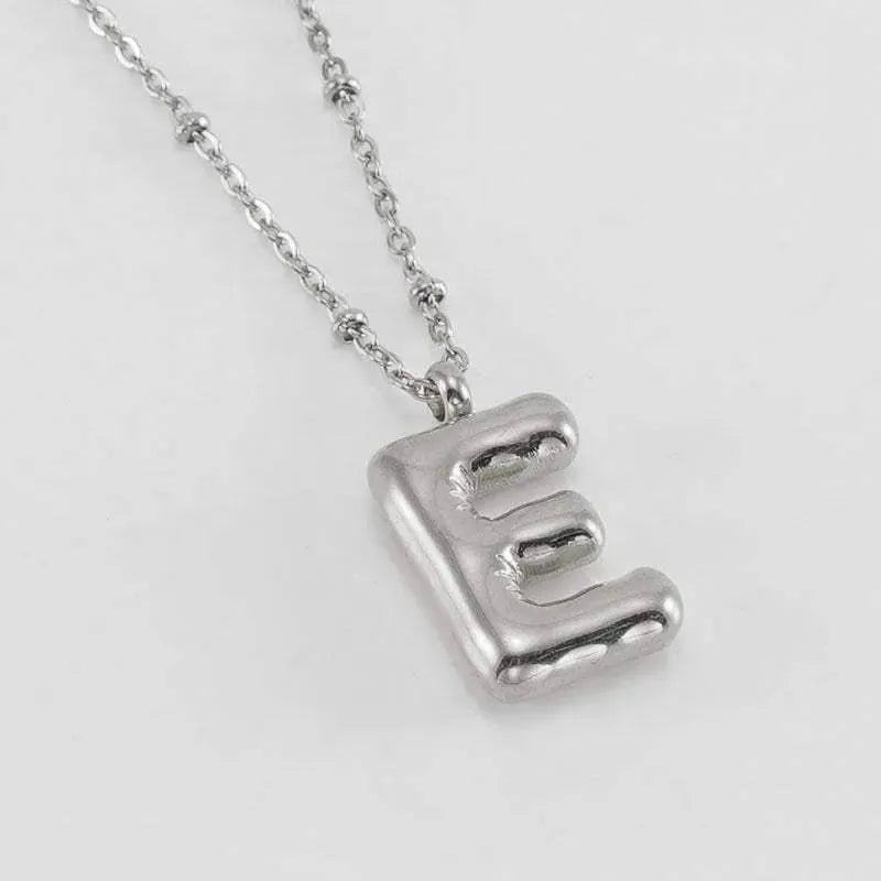 Bubble™ Letter Pendant Necklace Steel E With Chain Necklaces - Tophatter Daily Deals