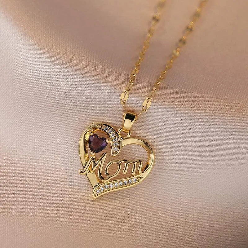 Mother's Day Jewelry High Grade Zircon Heart Flower Pendant Necklace Stainless Steel Trendy Geometric Choker Jewelry Party Gifts For Women Girls Colored Loving Heart 22 Necklaces - Tophatter Daily Deals