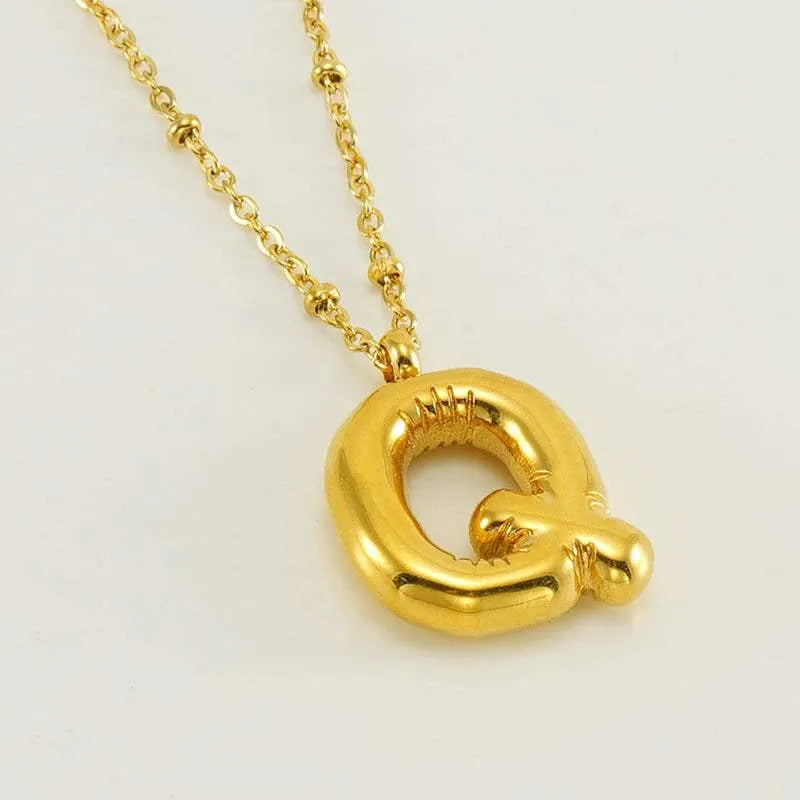 Bubble™ Letter Pendant Necklace Gold Q With Chain Necklaces - Tophatter Daily Deals