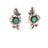 Bohemian Plant Rose Leaf Inlaid Turquoise Earrings 0 - Tophatter Daily Deals