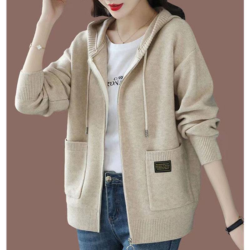 Soft Cozy Women’s Zip-Up Hoodie - Knit, Ribbed, Everyday Beige One-size - Tophatter Daily Deals
