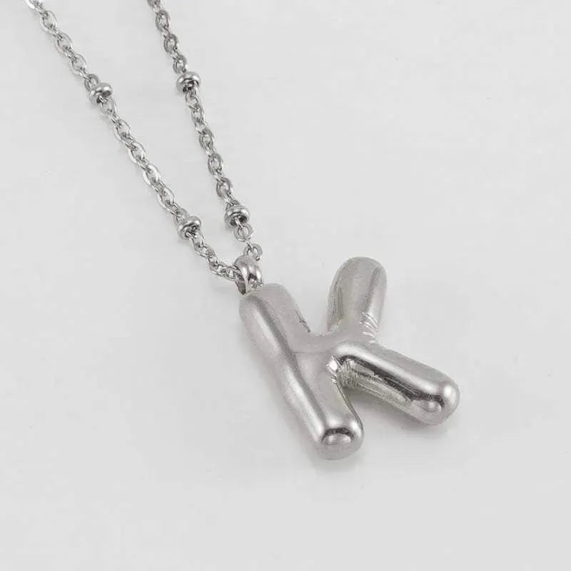 Bubble™ Letter Pendant Necklace Steel Color K With Chain Necklaces - Tophatter Daily Deals