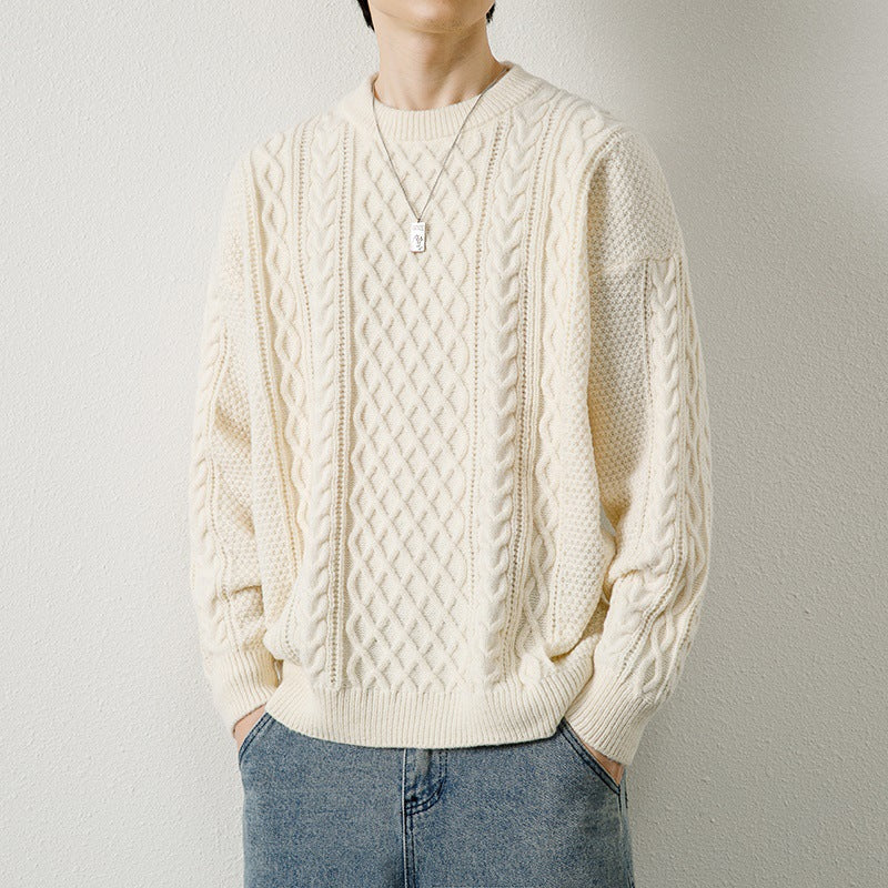 Warm Men's Crewneck Sweater - Cable Knit Wool Winter 3D Changing Face Moving Picture Frame - Tophatter Daily Deals