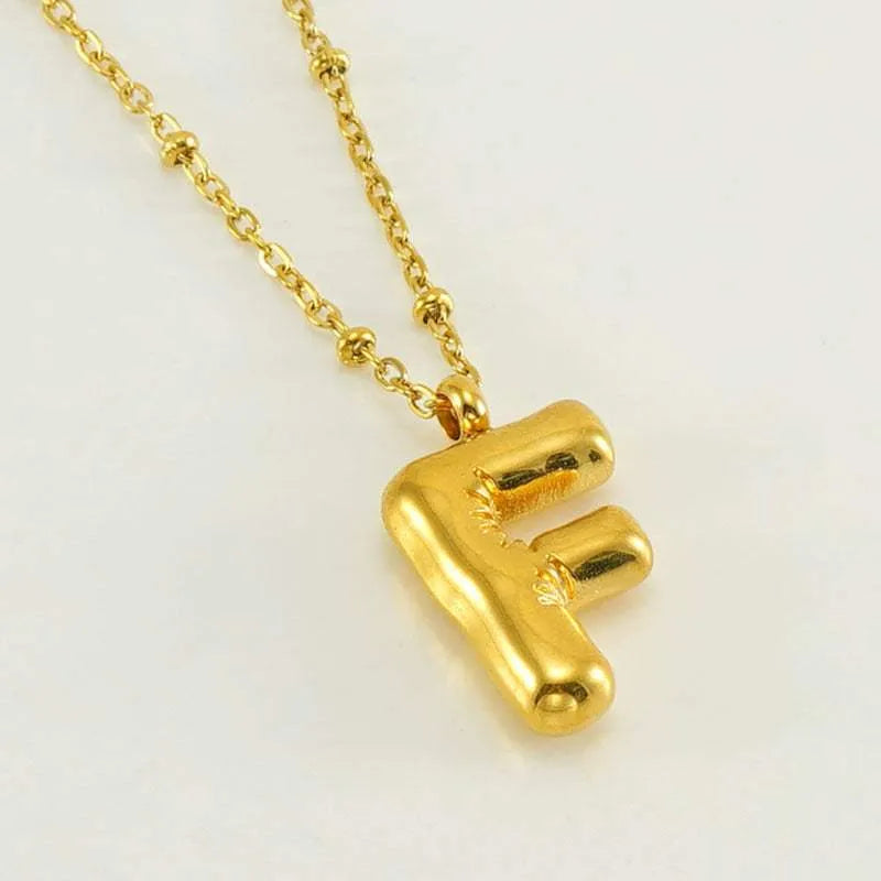 Bubble™ Letter Pendant Necklace Gold F With Chain Necklaces - Tophatter Daily Deals