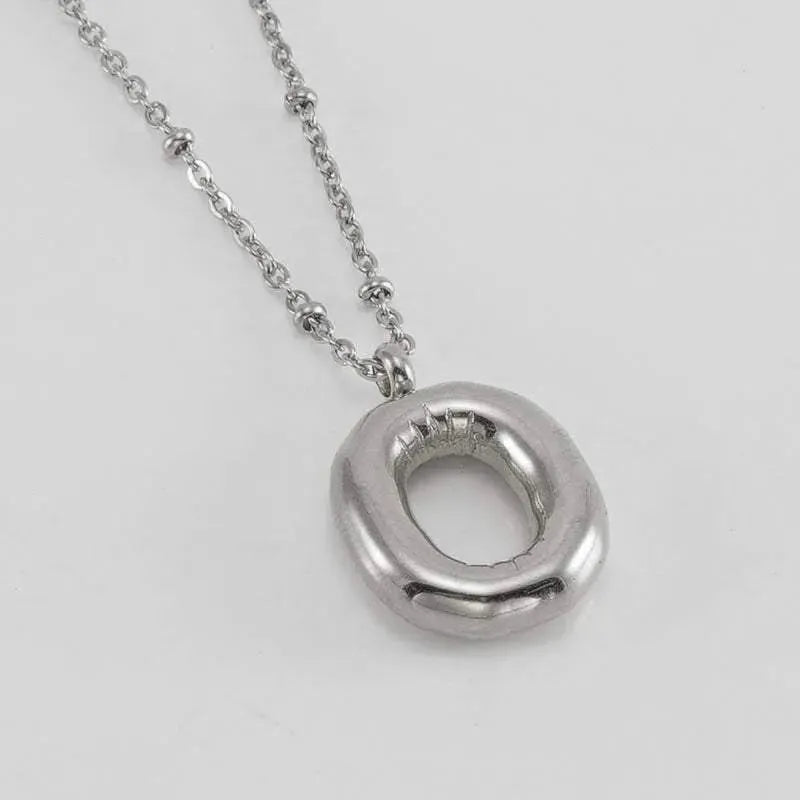 Bubble™ Letter Pendant Necklace Steel Color O With Chain Necklaces - Tophatter Daily Deals