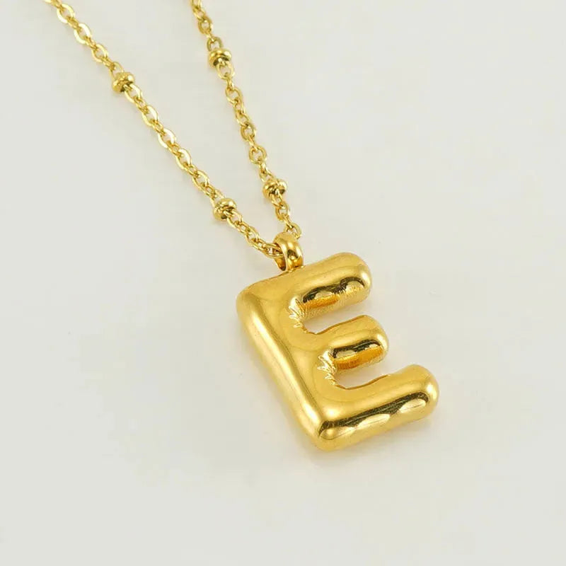 Bubble™ Letter Pendant Necklace Golden E With Chain Necklaces - Tophatter Daily Deals