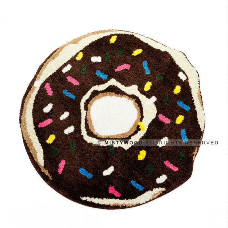 Donut with Rainbow Sprinkles Rug Caramel Donut 90X90cm 0 - Tophatter Daily Deals