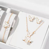 5PCS Fashion Butterfly Pendants Necklace Earrings Ring Bracelet Sets For Women Jewelry Set Bridal Wedding Jewelry Gift White Butterfly Suit 0 - Tophatter Daily Deals