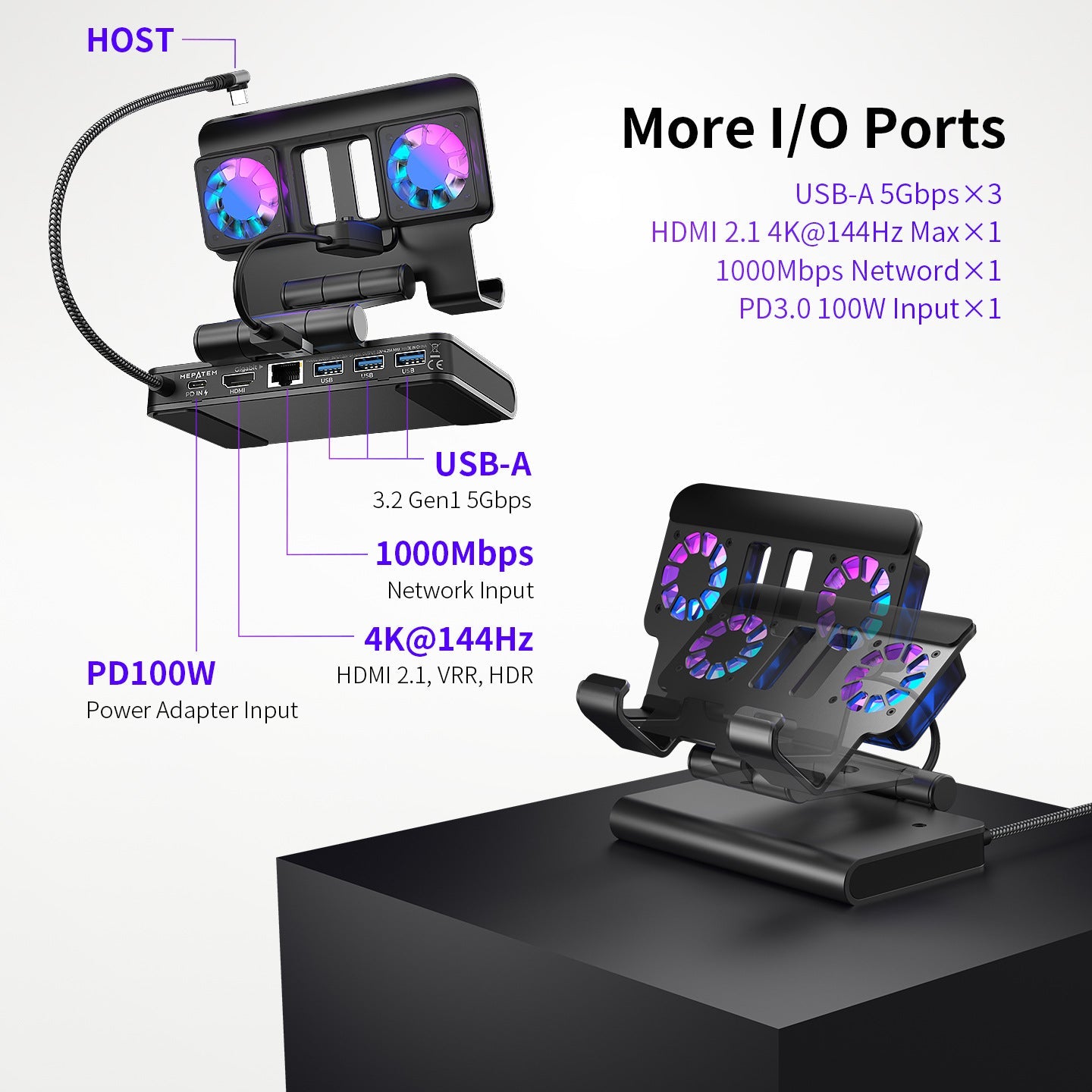 Docking Station 100W With Dual Fans 4K HDMI Gaming Dock - Tophatter Daily Deals