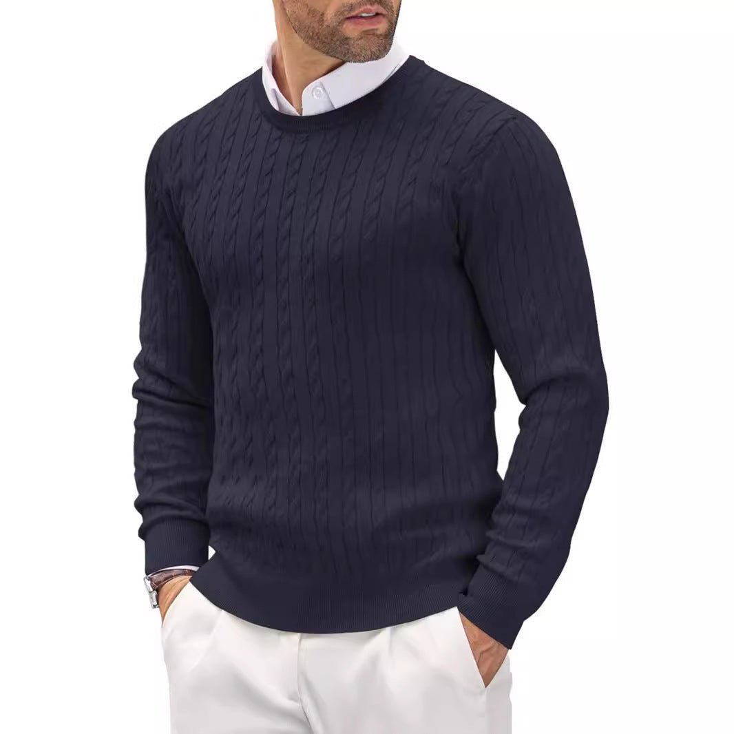 Fitted Men's Knit Sweater - Slim Cable Knit, Cotton, Casual - Tophatter Daily Deals