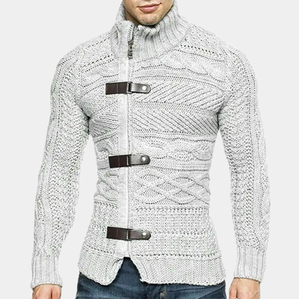 Warm Men’s Turtleneck Sweater - Shawl Collar, Merino Gray - Tophatter Daily Deals