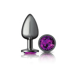 Cheeky Charms Gunmetal Round Butt Plug with Purple Jewel Large > Anal Range > Jewel Butt Plugs - Tophatter Daily Deals