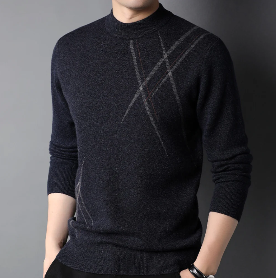 Soft Classic Men’s Crew Sweater – Slim Fit, Wool, Everyday Black - Tophatter Daily Deals