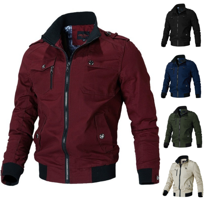 Fitted Versatile Men’s Bomber Jacket - Stand Collar, Cotton - Tophatter Daily Deals