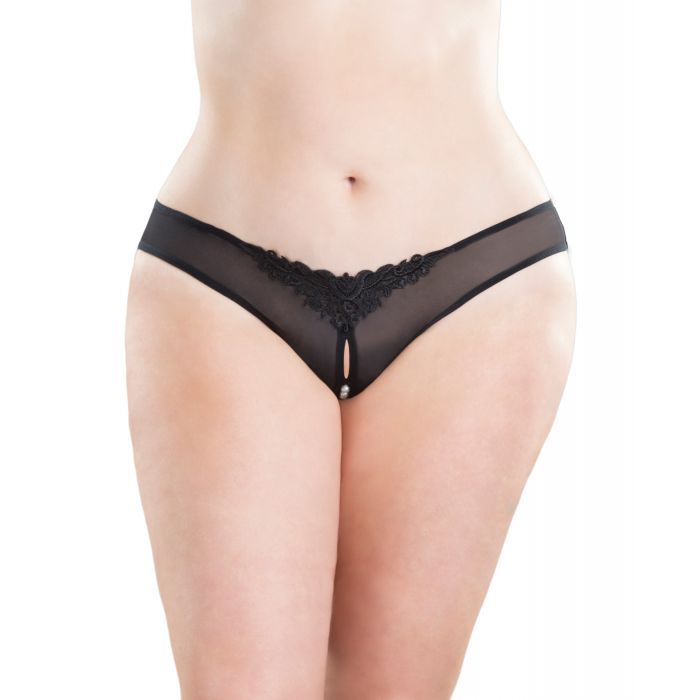 Crotchless Thong with Pearls Black One size - Tophatter Daily Deals