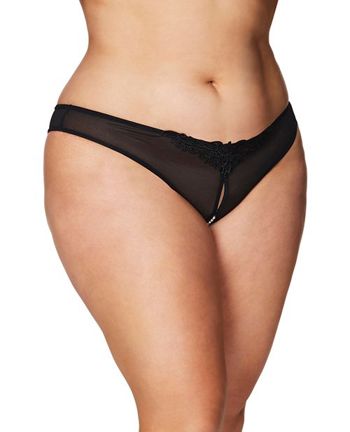 Crotchless Thong with Pearls Black - Tophatter Daily Deals