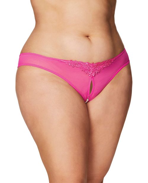 Crotchless Thong with Pearls Hot Pink - Tophatter Daily Deals