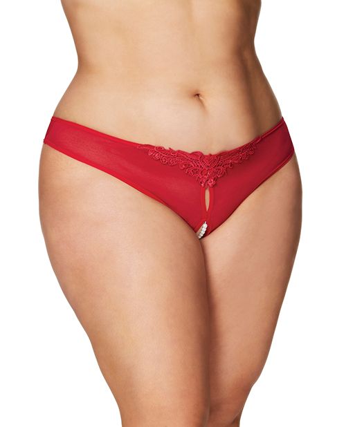 Crotchless Thong with Pearls Red - Tophatter Daily Deals