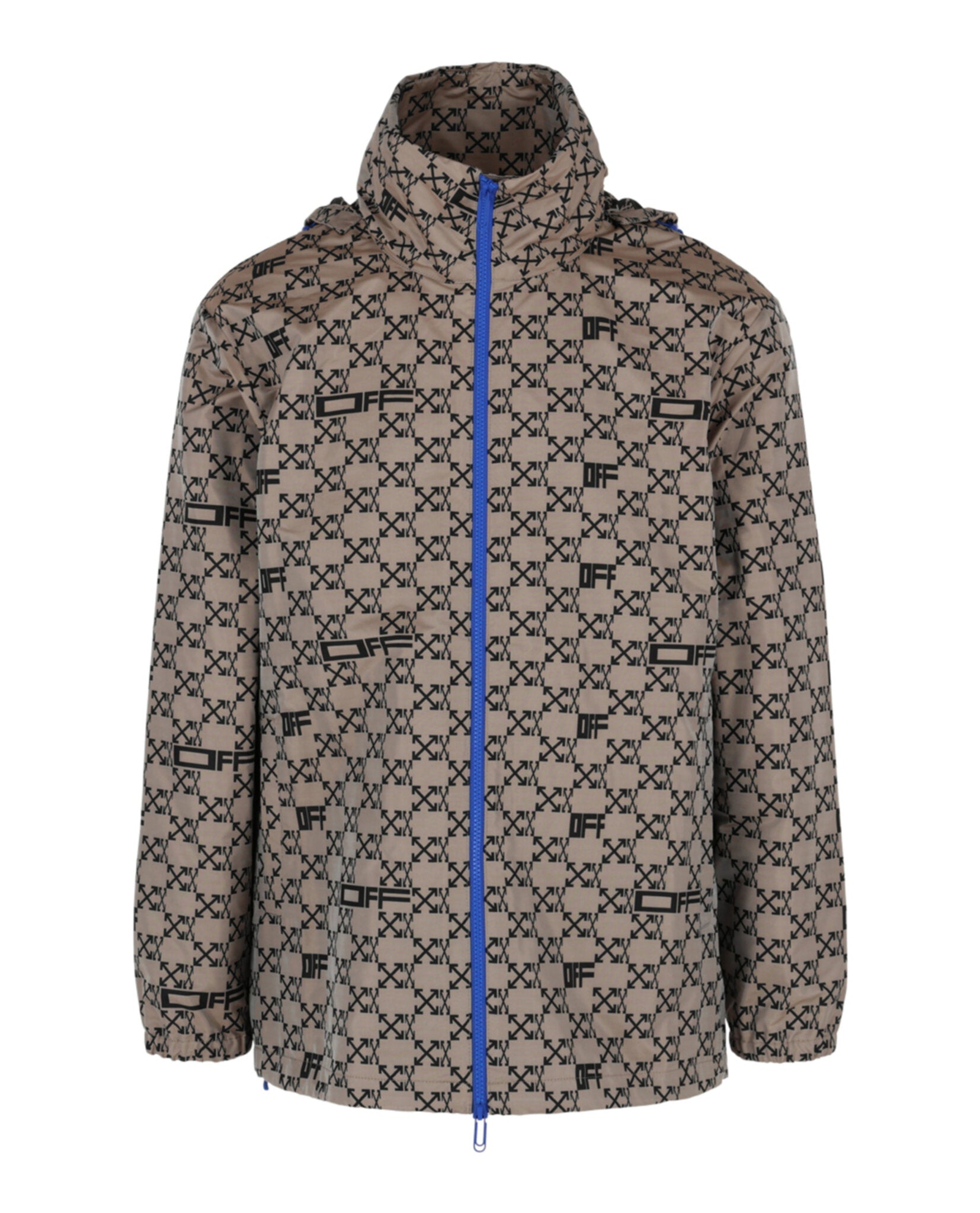 Off-White Monogram Allover Windbreaker Jacket Camel Black Jackets - Tophatter Daily Deals