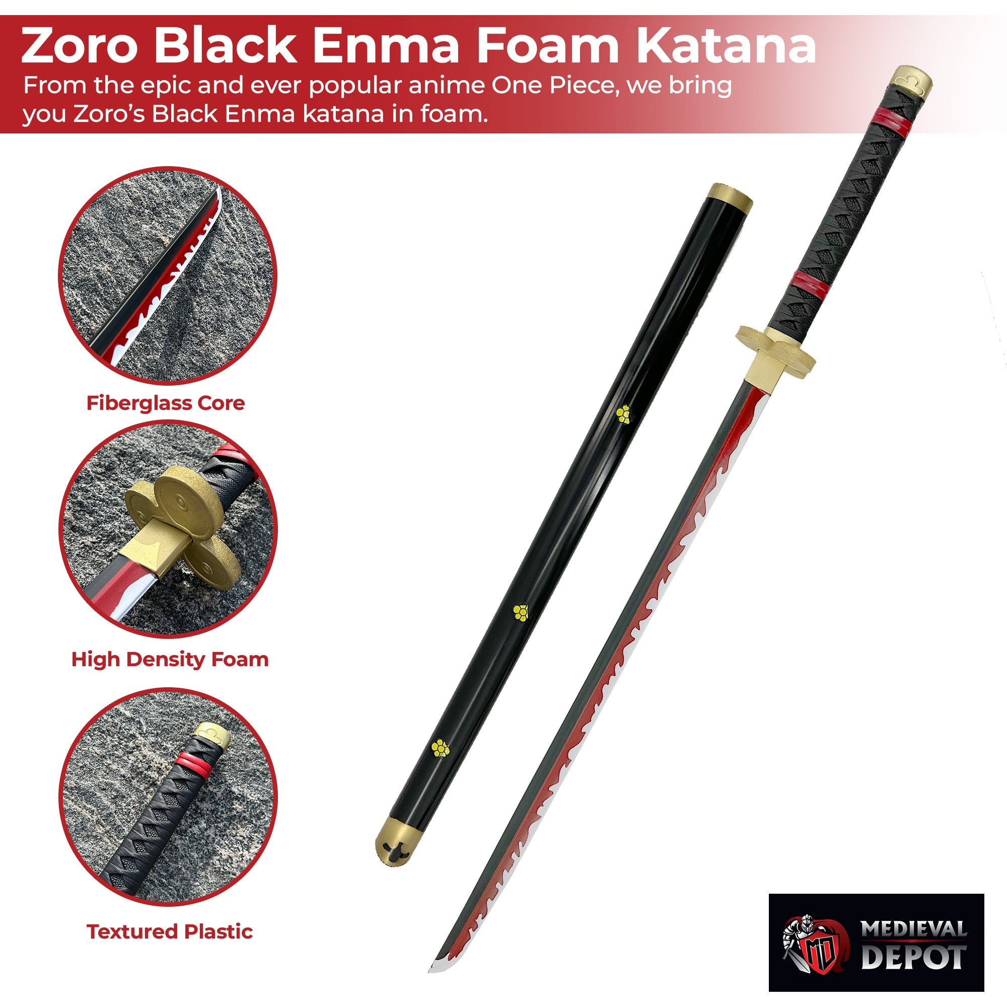 One Piece Zoro Black Enma Katana Foam Sword Swords - Tophatter Daily Deals