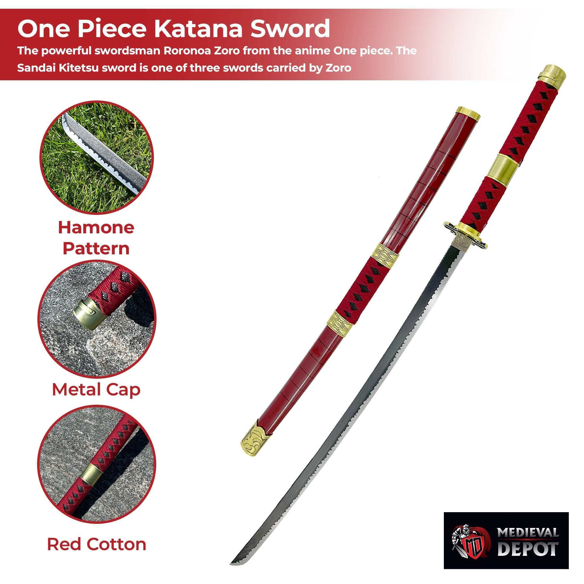 One piece Zoro Sandai Kitetsu Katana Sword Swords - Tophatter Daily Deals