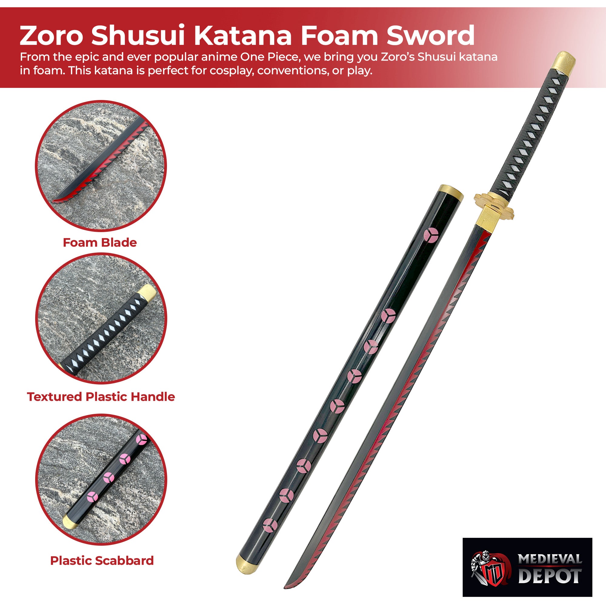 One Piece Zoro Shusui Katana Foam Sword With Scabbard Swords - Tophatter Daily Deals
