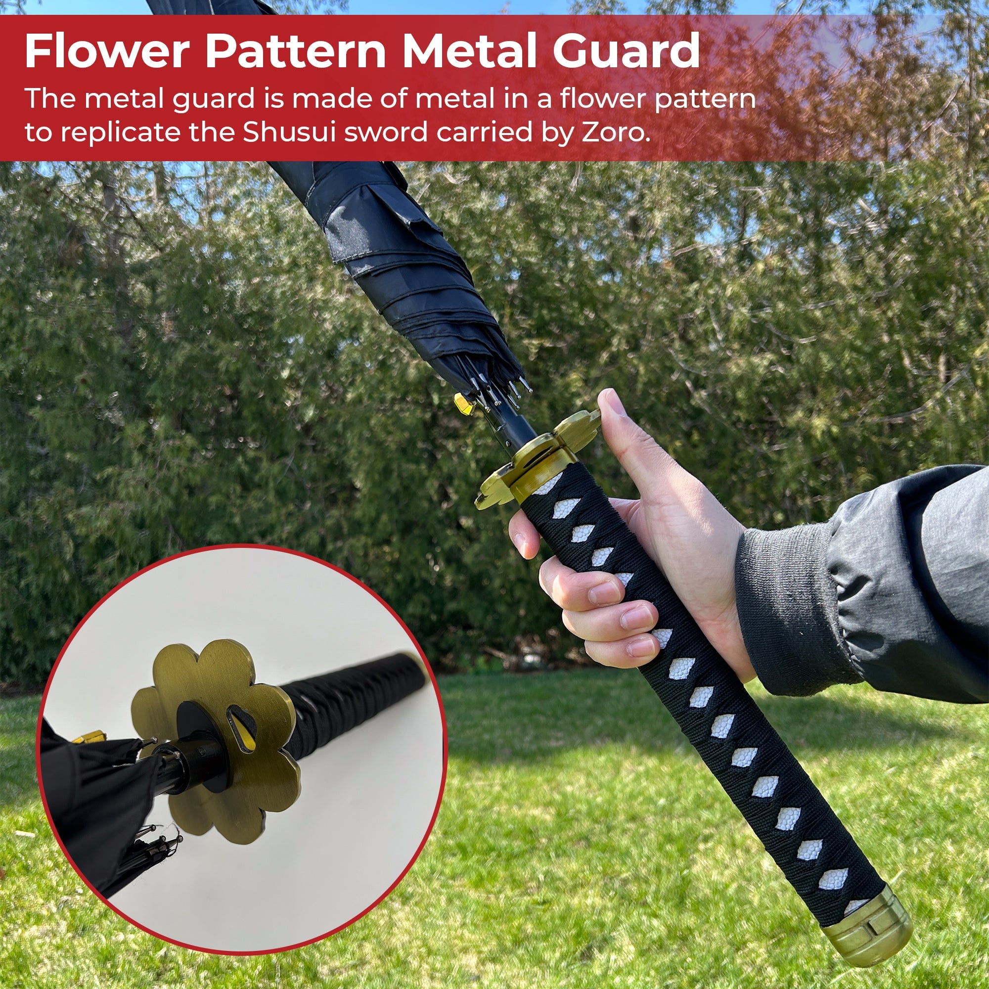 One piece Zoro Shusui Katana Handle Umbrella Black Swords - Tophatter Daily Deals