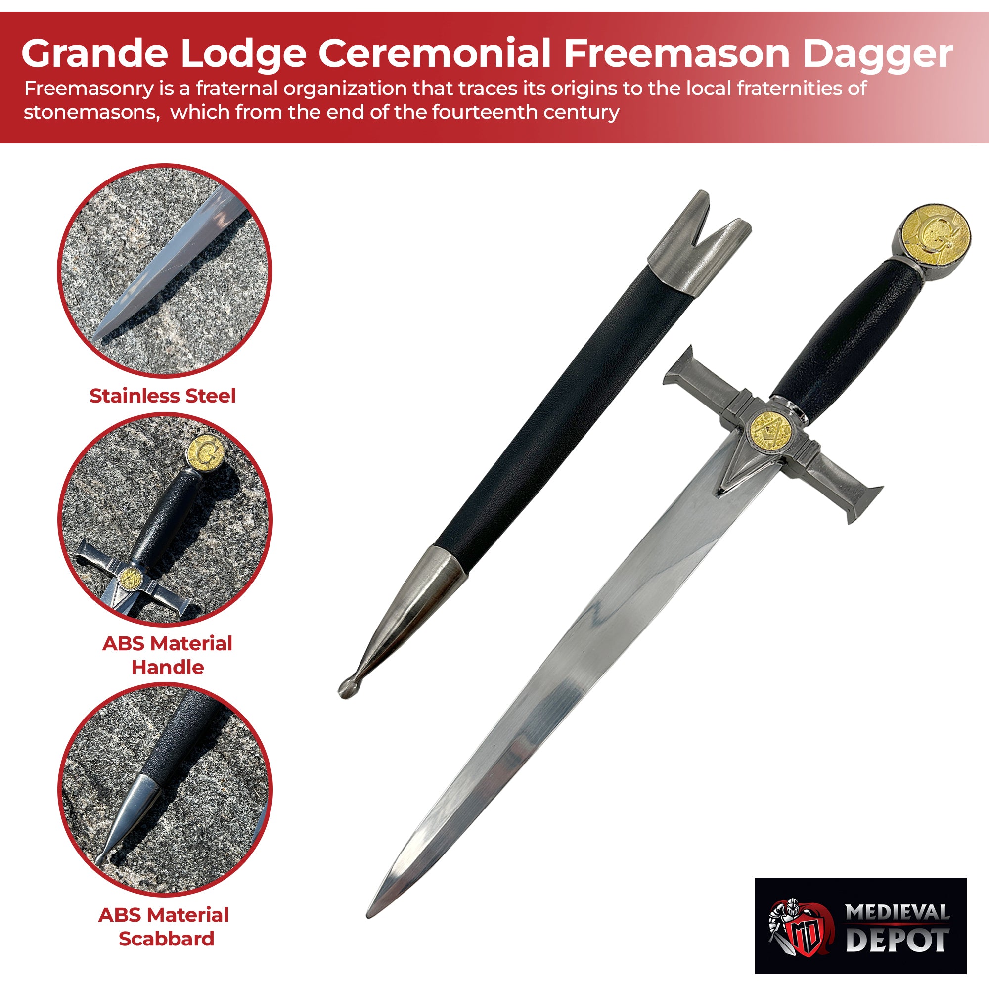 Ornamental Grande Lodge Ceremonial Freemason Dagger Knives - Tophatter Daily Deals