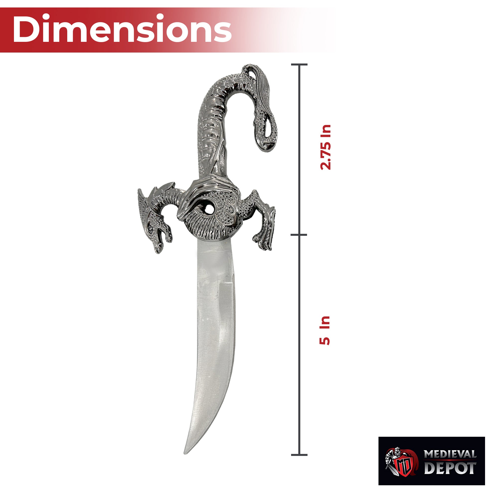 Ornate Red Dragon Decorative Fantasy Dagger Knife Dagger - Tophatter Daily Deals