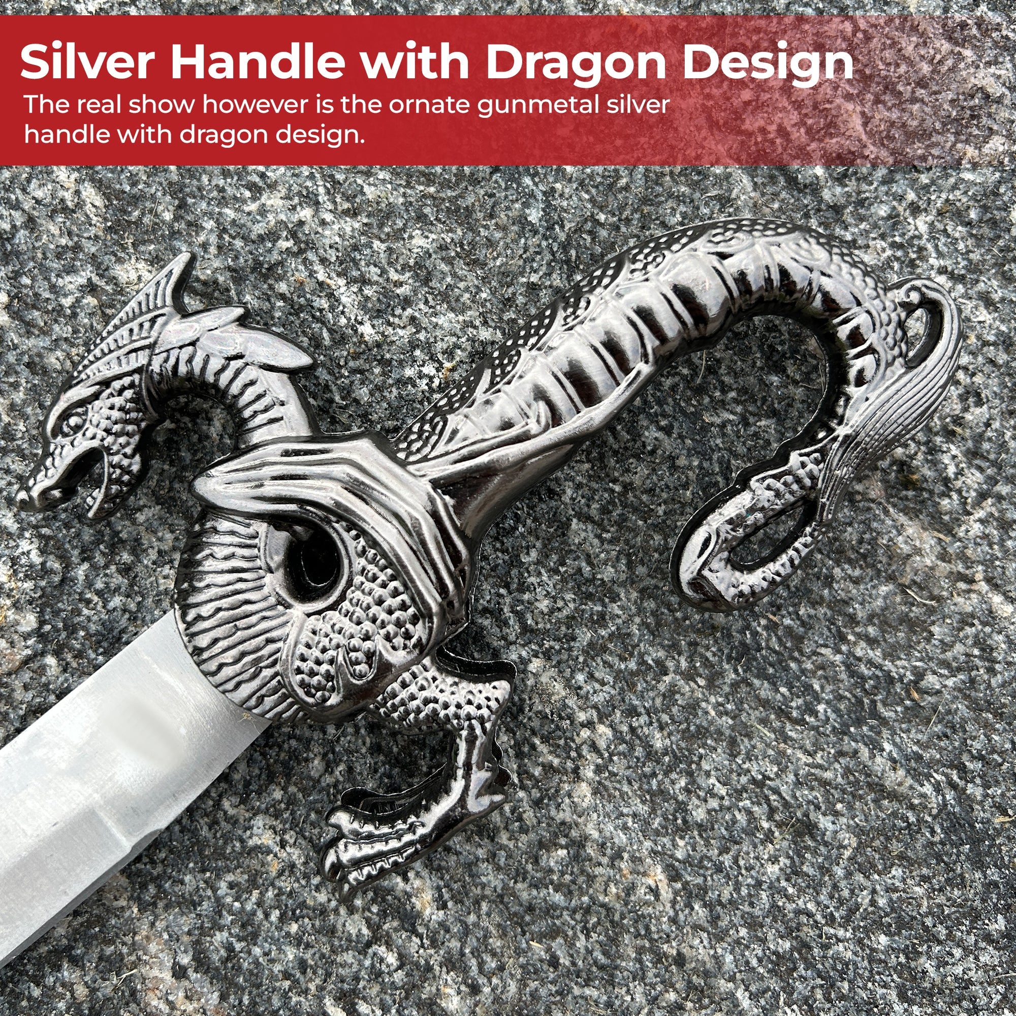 Ornate Red Dragon Decorative Fantasy Dagger Knife Dagger - Tophatter Daily Deals