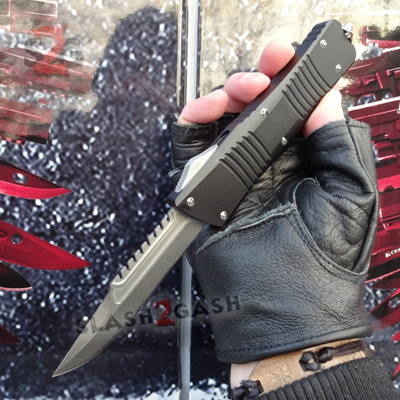 Dark Knight 440C OTF Knife CNC Highest Quality - Interceptor Black Knife-OTF - Tophatter Daily Deals