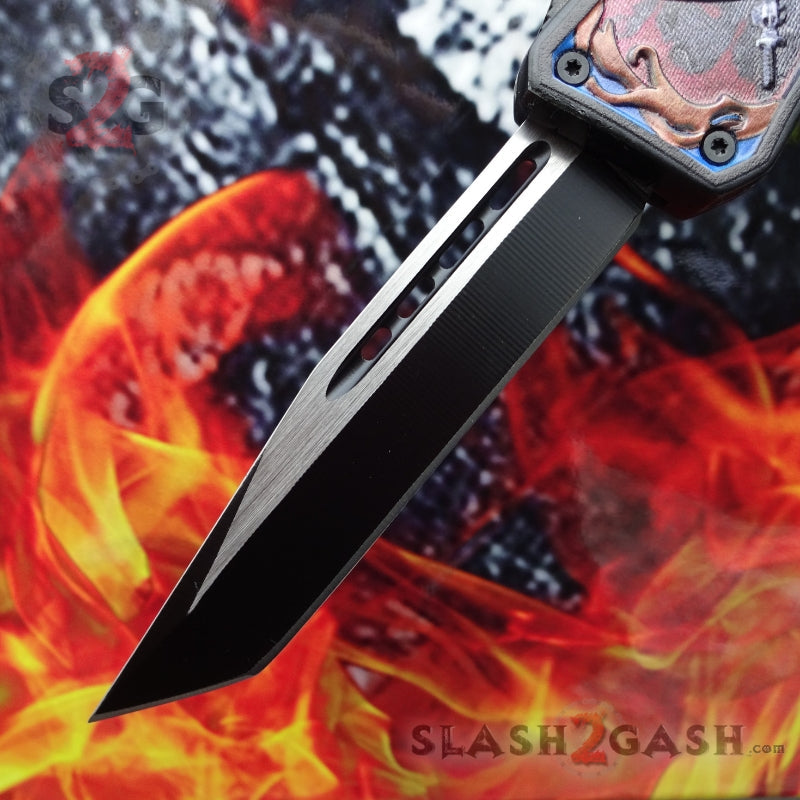 Delta Force OTF Automatic Knife Blue Dragon's Fury - 4 Blade Options Knife-OTF - Tophatter Daily Deals