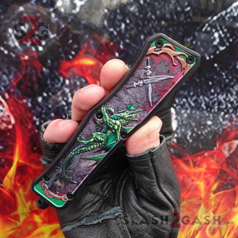 S2G Tactical OTF Automatic Knife Green Dragon's Fury - 4 Blade Options Knife-OTF - Tophatter Daily Deals