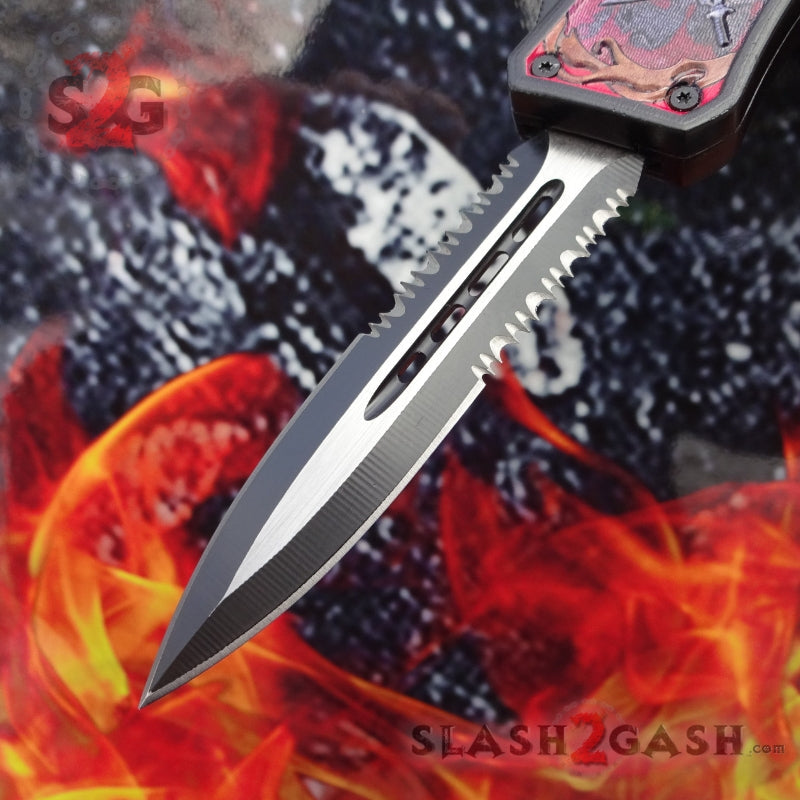 Delta Force OTF Automatic Knife Red Dragon's Fury - 4 Blade Options Knife-OTF - Tophatter Daily Deals