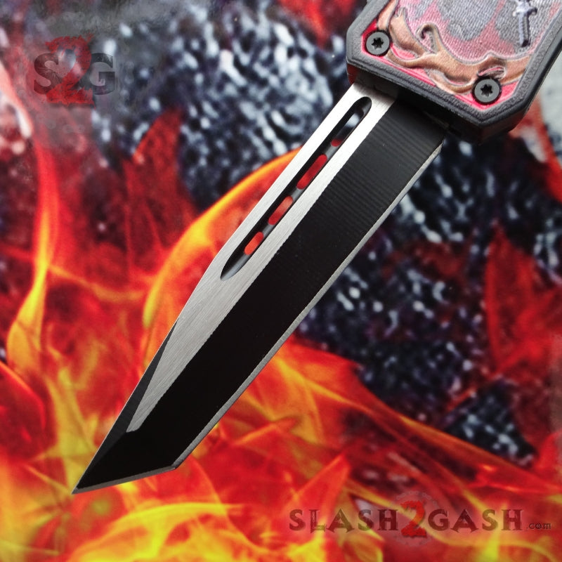 Delta Force OTF Automatic Knife Red Dragon's Fury - 4 Blade Options Knife-OTF - Tophatter Daily Deals