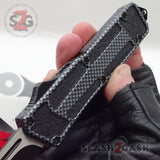 Delta Force Carbon Fiber Scarab D/A OTF Automatic Knife - Satin Tanto Plain Knife-OTF - Tophatter Daily Deals