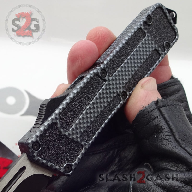 Delta Force Carbon Fiber Scarab D/A OTF Automatic Knife - Tanto Plain Knife-OTF - Tophatter Daily Deals