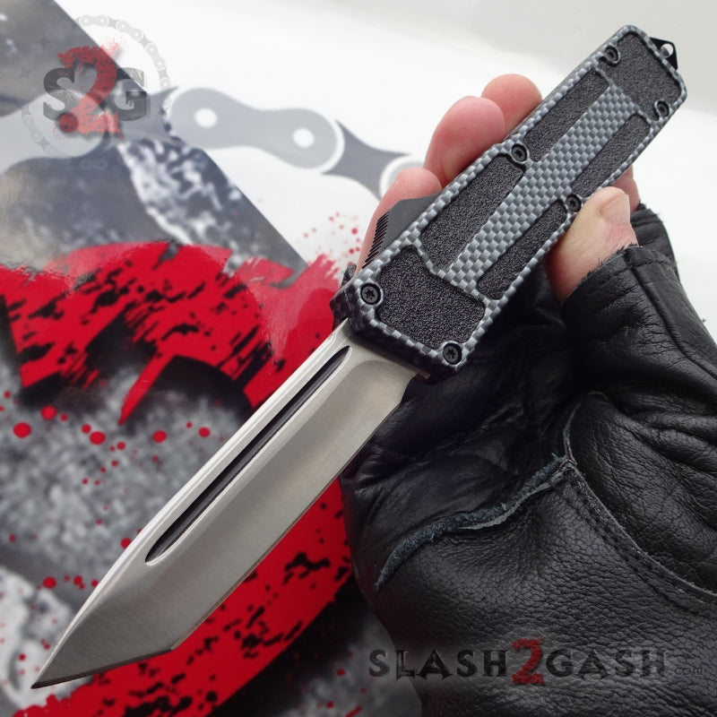 Delta Force Carbon Fiber Scarab D/A OTF Automatic Knife - Tanto Plain Satin Knife-OTF - Tophatter Daily Deals