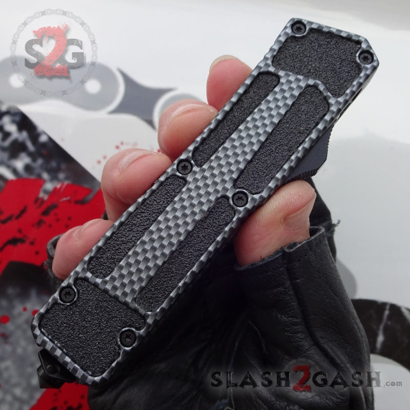 Delta Force Carbon Fiber Scarab D/A OTF Automatic Knife - Satin Tanto Plain Knife-OTF - Tophatter Daily Deals