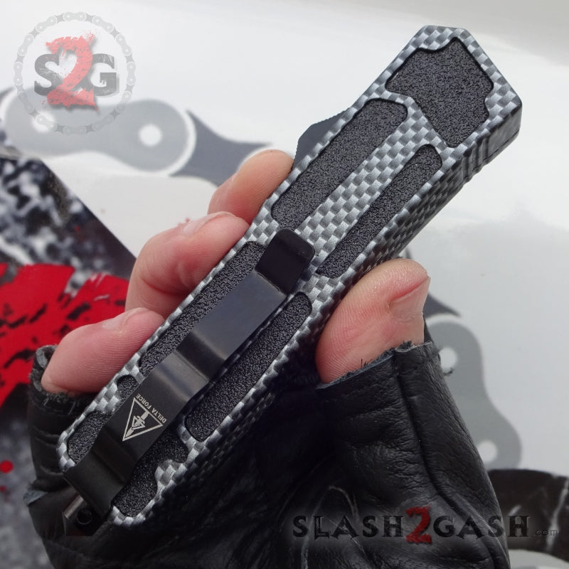 Delta Force Carbon Fiber Scarab D/A OTF Automatic Knife - Satin Tanto Plain Knife-OTF - Tophatter Daily Deals