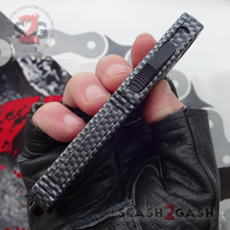 Delta Force Carbon Fiber Scarab D/A OTF Automatic Knife - Satin Tanto Plain Knife-OTF - Tophatter Daily Deals