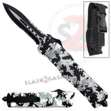 Winter Camo Dual Action OTF Automatic Knife - Double Edge Serrated Knife-OTF - Tophatter Daily Deals